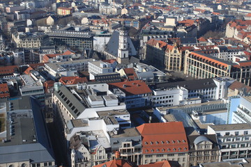Leipzig, Blick auf das Stadtzentrum mit Thomaskirche