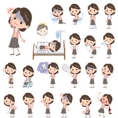 Pink jacket Middle woman About the sickness