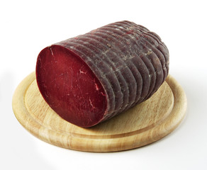 Cutting board with Bresaola salami