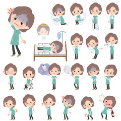 Blue-green tunic Middle woman About the sickness