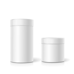 The cylindrical package. Empty white realistic box 