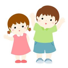 happy boy and girl cartoon character vector