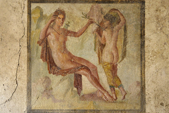 Fresco in the ruins of Pompeii, Italy