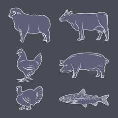 Farm Animals silhouettes set