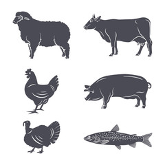 Farm Animals silhouettes set