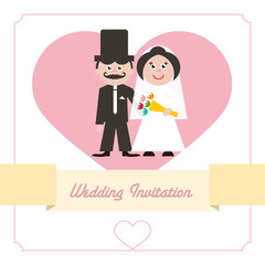 Wedding Invitation Retro Card Vector Illustration