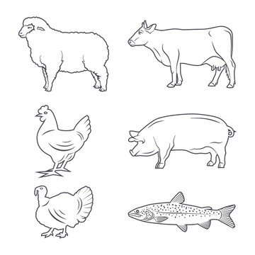 Farm Animals contour set