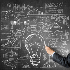 Man draw on chalkboard