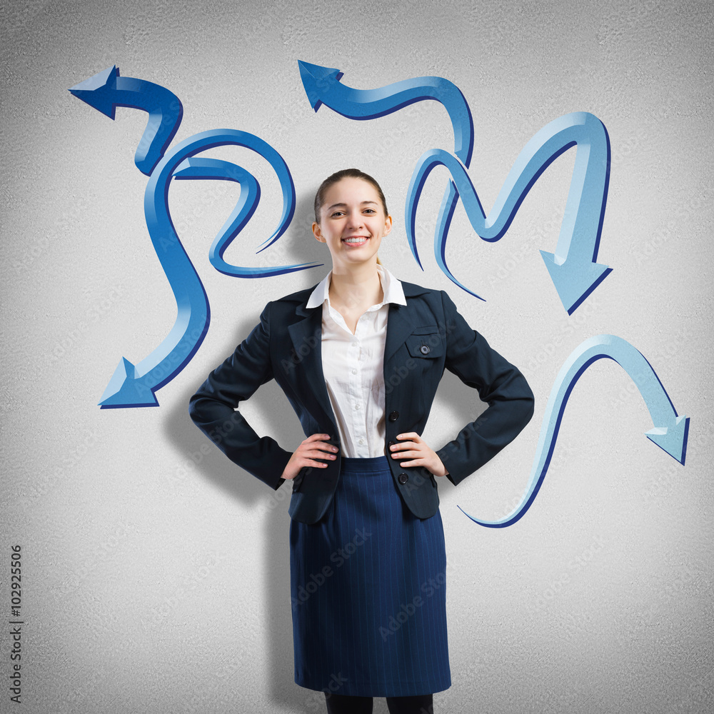 Wall mural businesswoman thinking something over