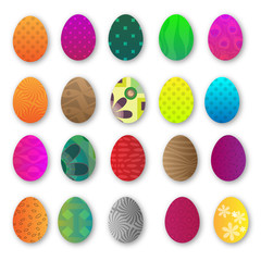 Set of easter eggs isolated on white background