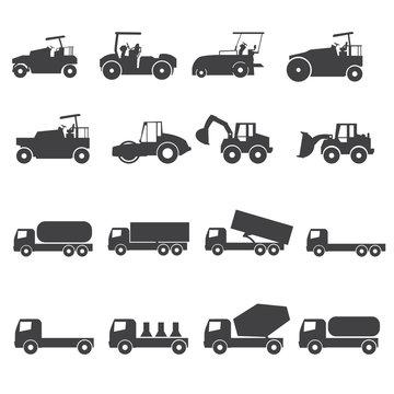 Truck icon set. Vector silhouettes