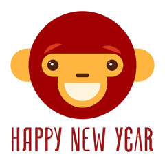 cute red monkey face. vector animal icon.