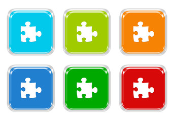 Colorful squared buttons with puzzle symbol