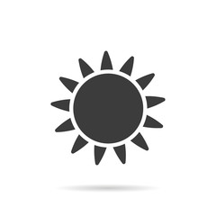 Sun Icon flat style with shadow on white background