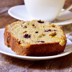 fruitcake and coffee or tea