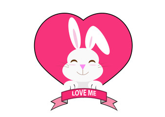 love me concept with rabbit and heart