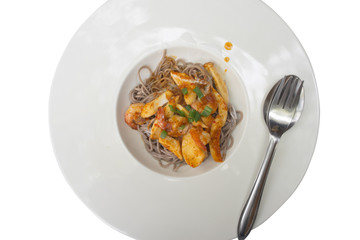 Soba noodles with spicy sauce