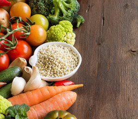 White sorghum grain with vegetables