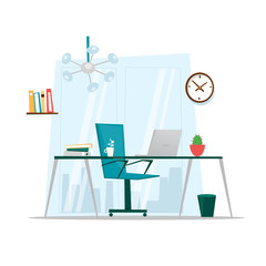 Office interior. Flat design vector illustration.