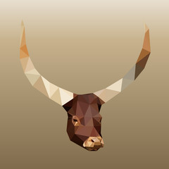 polygonal watusi bull, polygon triangle head animal, vector