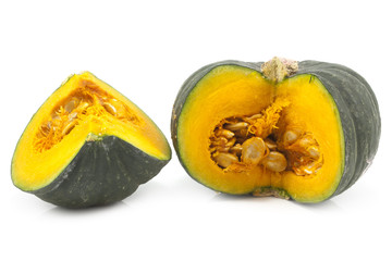 Green Japanese pumpkin isolated on the white background