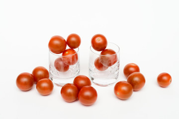 Cherry tomatoes in shot glass
