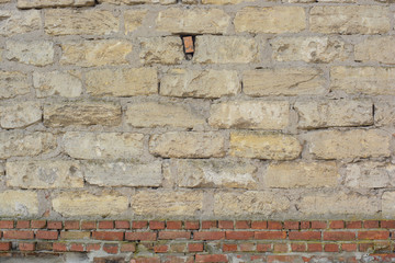 Old wall of cinder block and brick