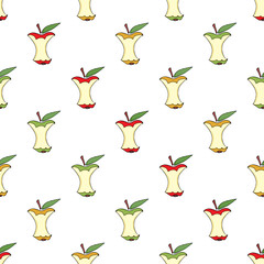 The cores of apples seamless pattern background.