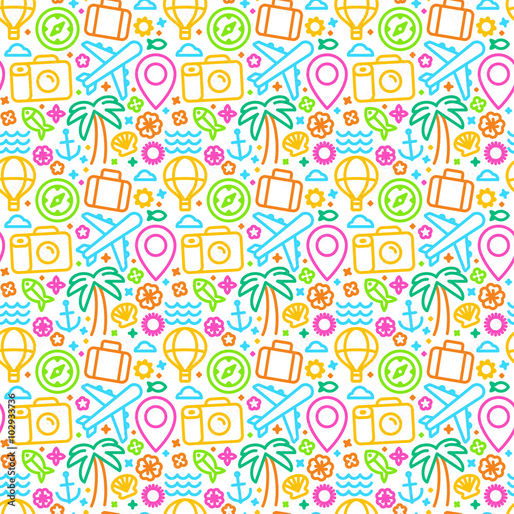 Poster Vector seamless pattern with linear icons