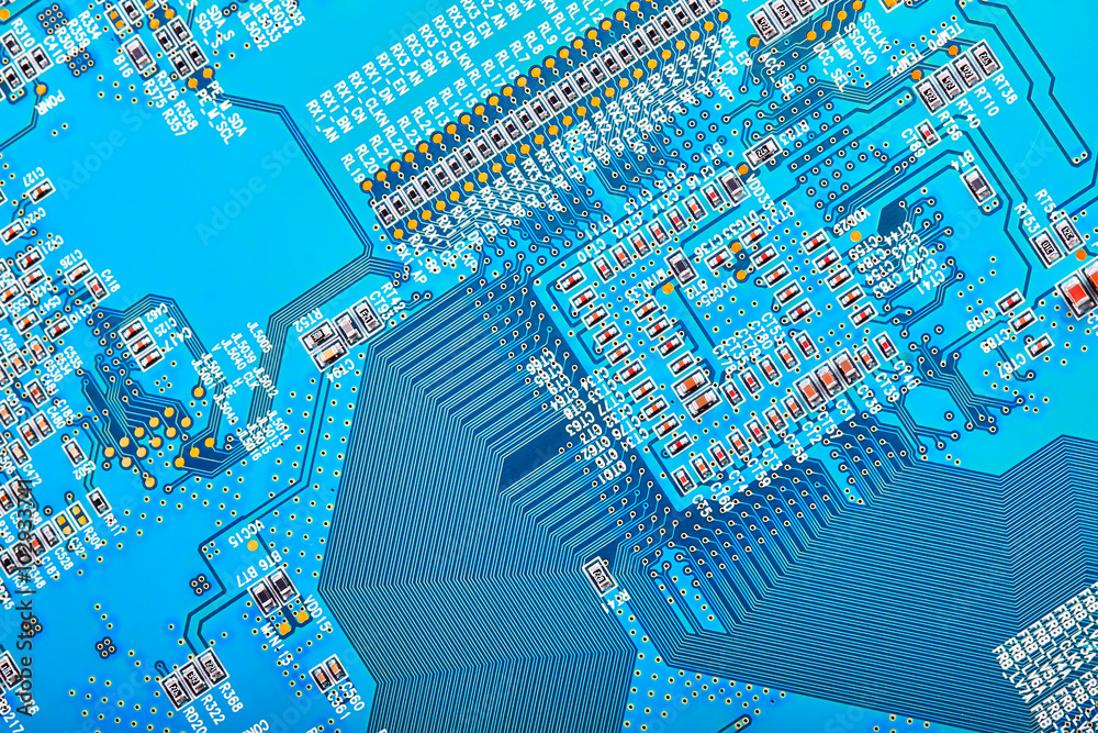 Poster electronic circuit board close up.