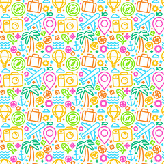 Vector seamless pattern with linear icons