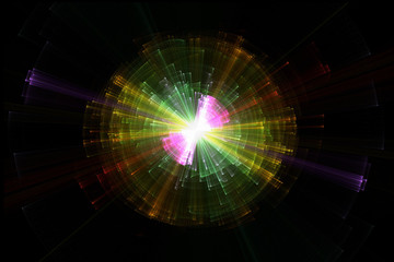 colorful light explosion on black background.