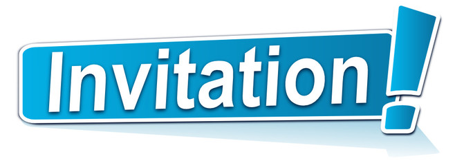 invitation sur étiquette bleue