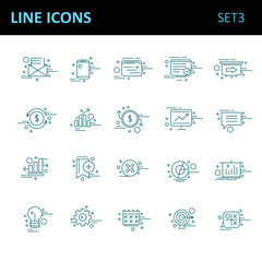 Modern thin line icons set for business
