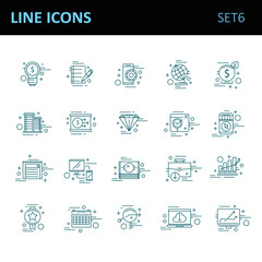 Modern thin line icons set for business
