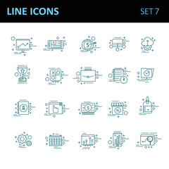 Modern thin line icons set for business