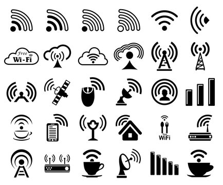 Set of thirty wifi icons