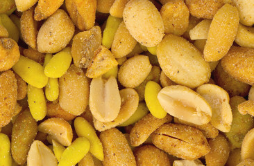 Fresh mixed salted nuts for backgrounds