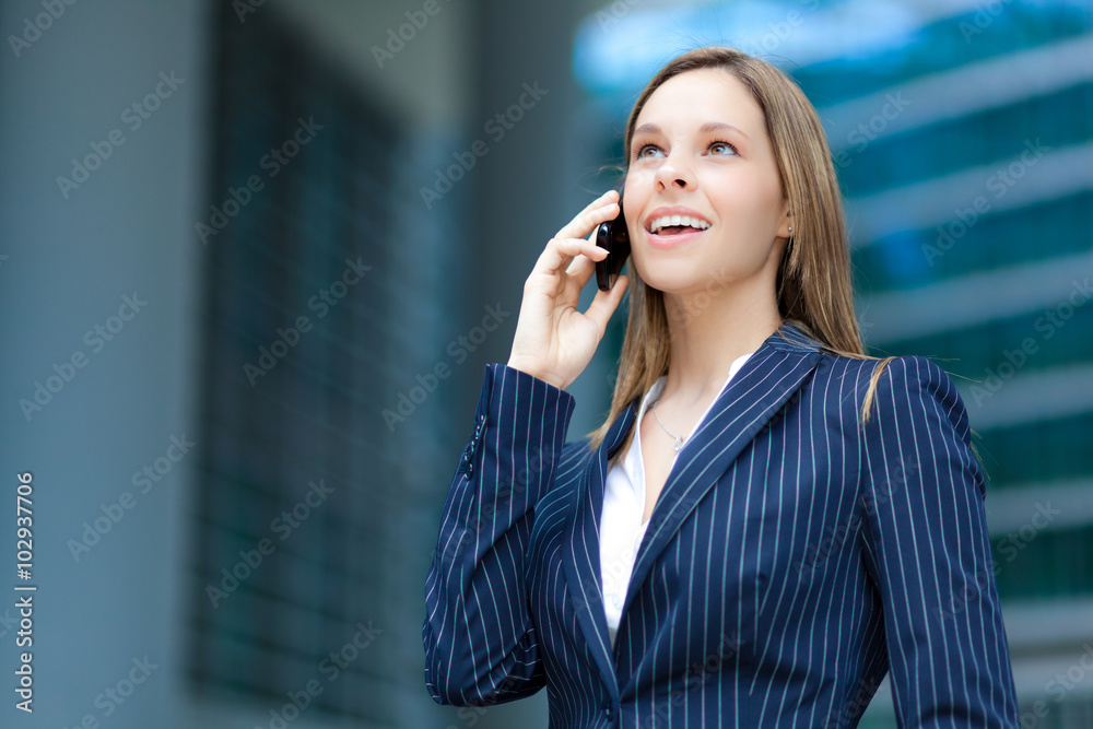 Poster woman talking on the phone