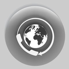 Worldwide customer support call-center. Flat icon