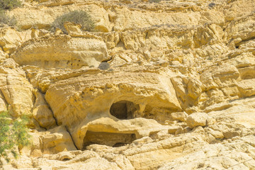 Matala beach, Crete. The artificial caves in the cliff of the Ma