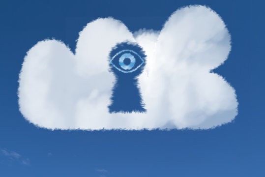 Cloud eye looking through cloud keyhole