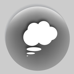 Flat paper cut style icon of thought cloud