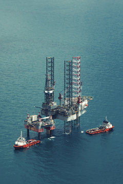 Offshore oil rig drilling platform in the gulf of Thailand(color tone)