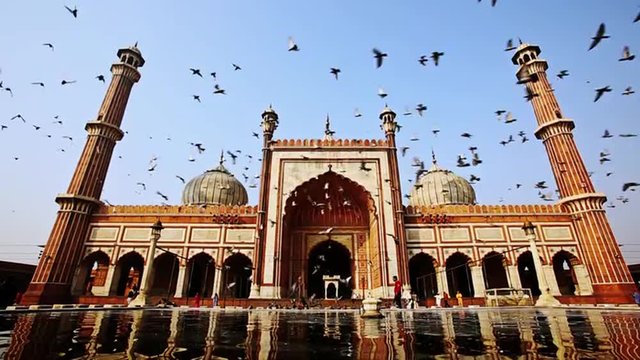 Locked-on shot of a mosque, Jama Masjid, Delhi, India