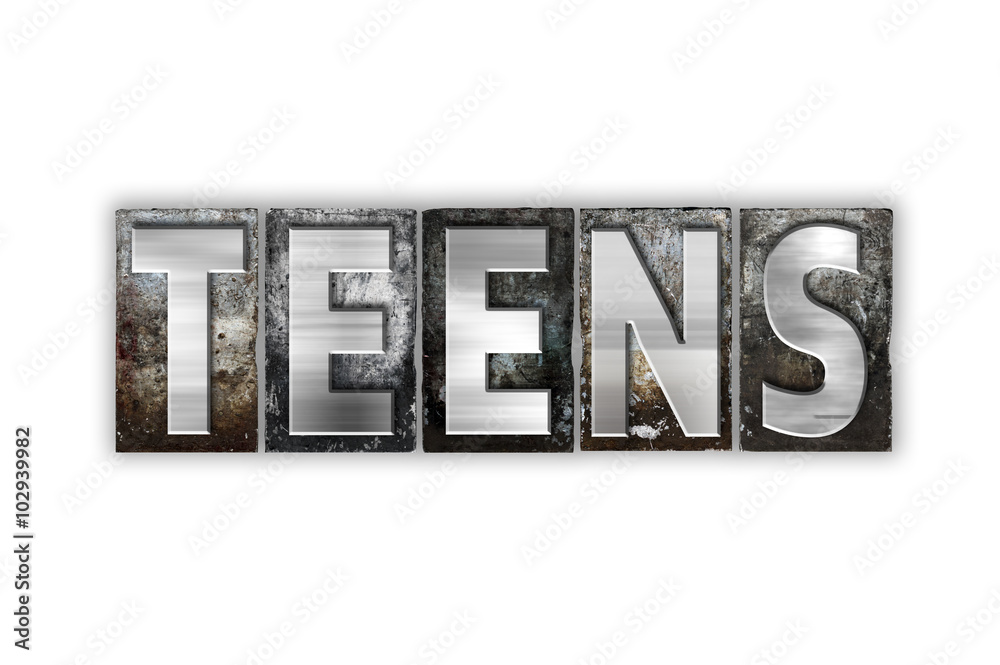 Sticker Teens Concept Isolated Metal Letterpress Type