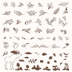 Vintage Vector Eco Spring Objects Set