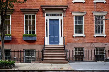 a beautiful brownstone apartment building