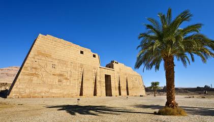 Egypt. Luxor. Medinet Habu - the First Pylon of the Mortuary Temple of Ramesses III