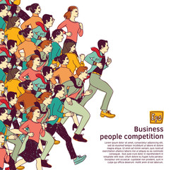 Business people big group competition color